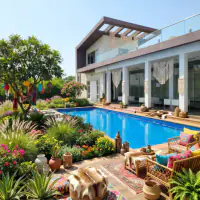 Bohemian style: the same backyard, free-spirited with bold colors