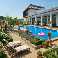 French Country style: the same backyard, rustic elegance with lavender touches