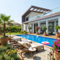 Luxury style: the same backyard, high-end opulence and rich textures